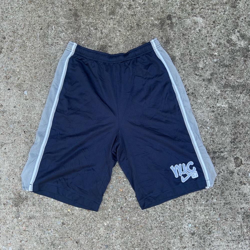 VTG Aeropostale Drawstring Gym Shorts 2000s NYC 87 Blue Size S/M Embroidered